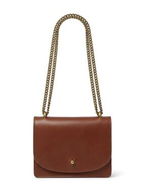Madewell The Chain Crossbody Bag English Saddle Brown Leather Minimalist Purse